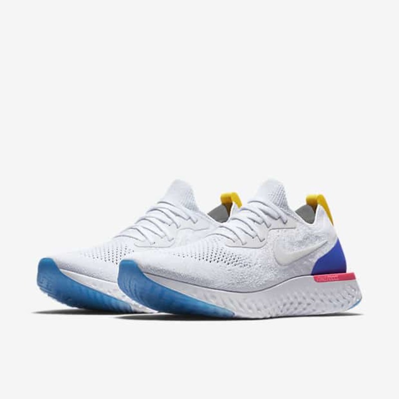 Nike epic react on sale flyknit white racer blue